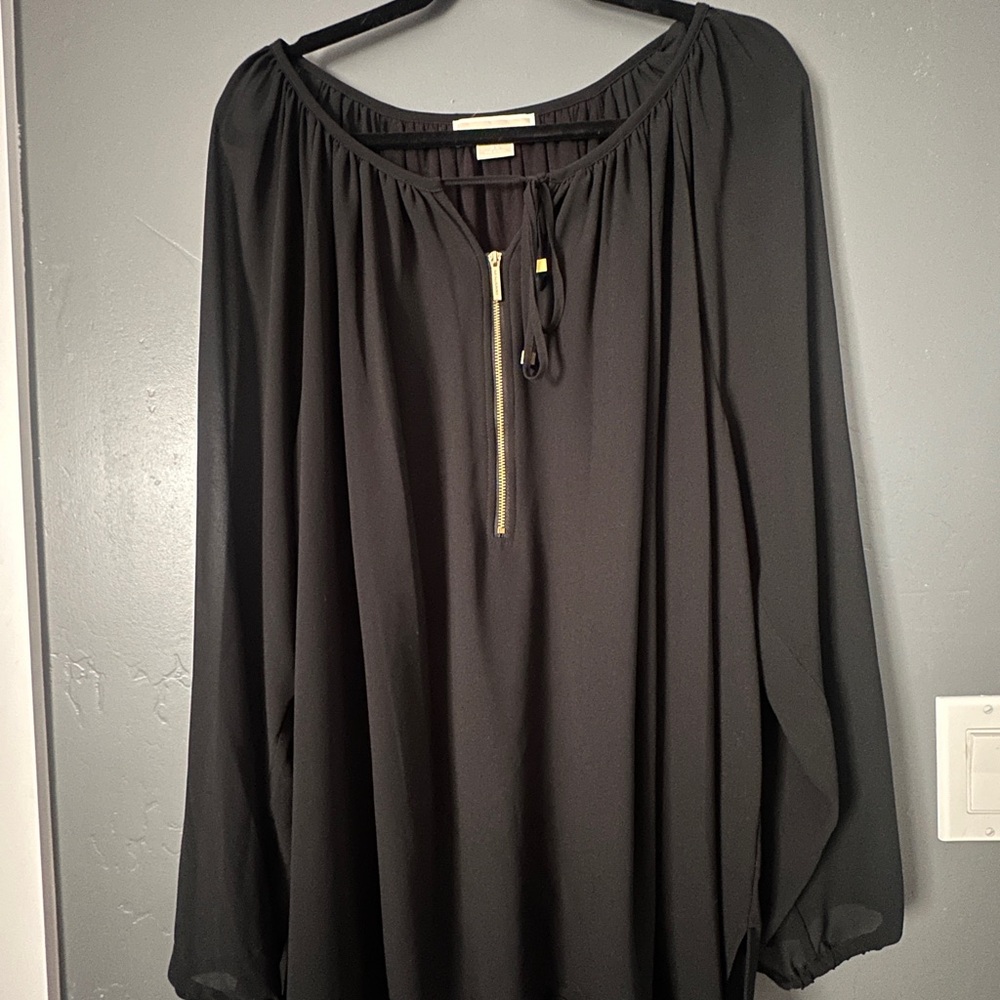 Michael Kors Black Blouse with Gold Zipper